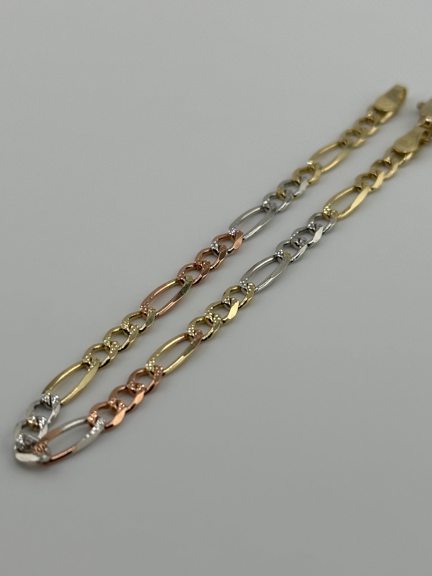 Tri Colored 14k Solid Gold Bracelet