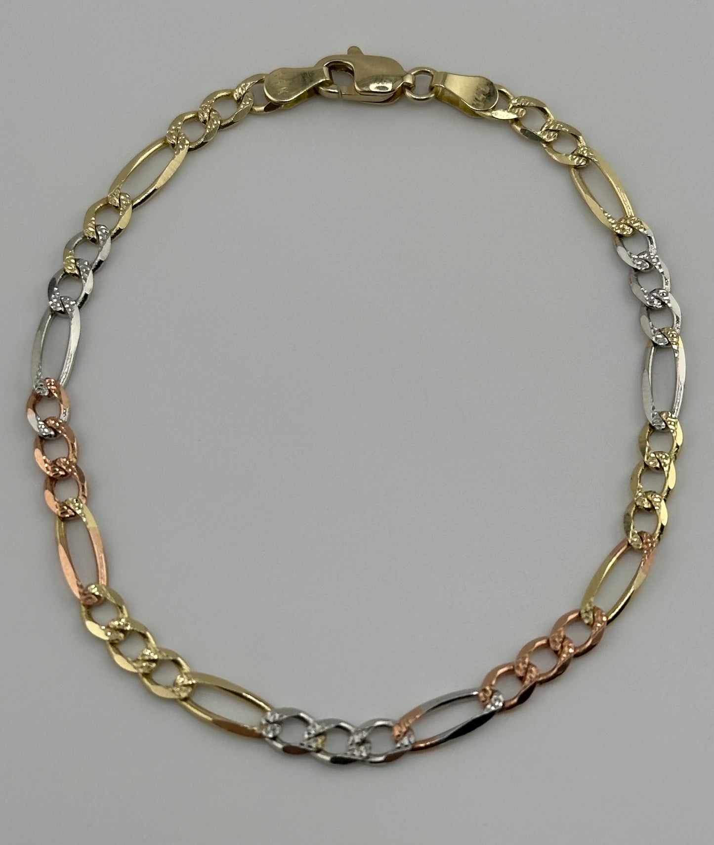 Tri Colored 14k Solid Gold Bracelet